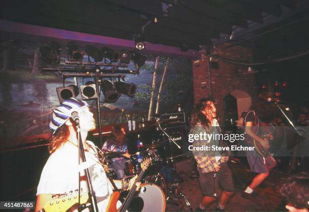 American rock band Pearl Jam performs on stage at the Wetlands Preserve nightclub, July 17, 1991.