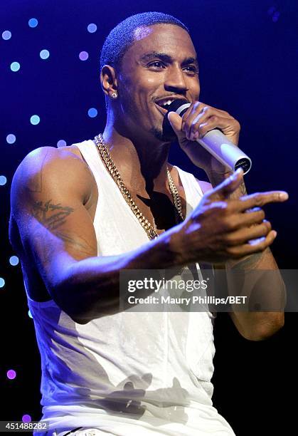 Singer/songwriter Trey Songz performs onstage at the Mary J. Blige, Trey Songz And Jennifer Hudson Concert Presented By King.com during the 2014 BET...