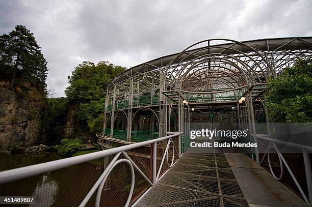 View of the Opera de Arame or the Wire Opera House, a theatre house built out of steel tubes situated in the middle of an urban green park, Parque...