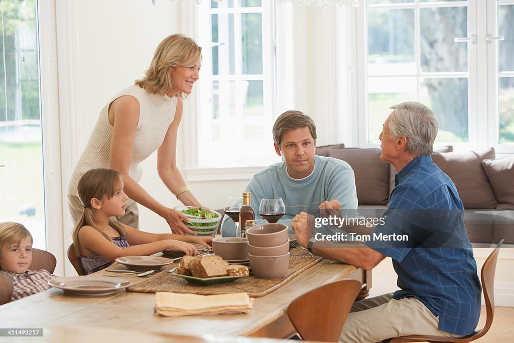 Family at dining room table