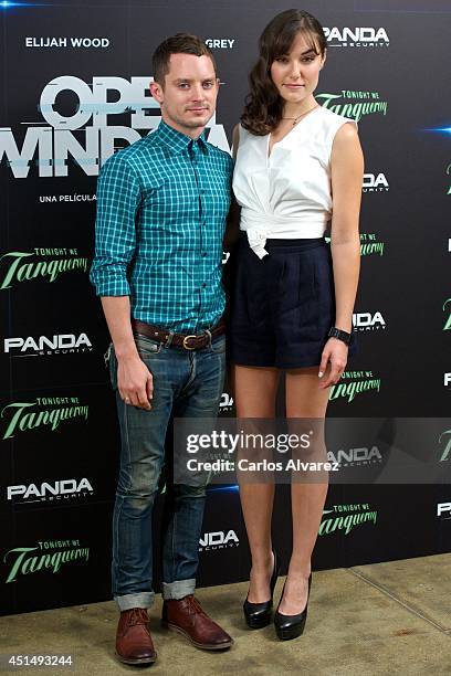 Actor Elijah Wood and actress Sasha Grey attend the "Open Windows" photocall on June 30, 2014 in Madrid, Spain.