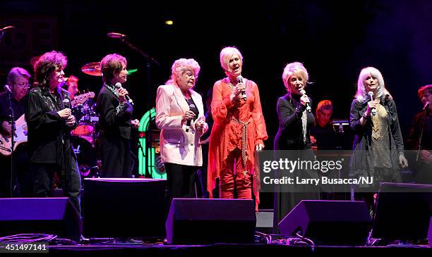 Leona Williams, Jan Howard, Jean Shepard, Janie Fricke, Jeannie Seely and Emmylou Harris perform during Playin' Possum! The Final No Show Tribute To...