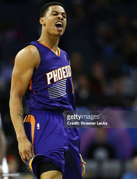 Gerald Green of the Phoenix Suns reacts after making a basket during their game against the Charlotte Bobcats at Time Warner Cable Arena on November...