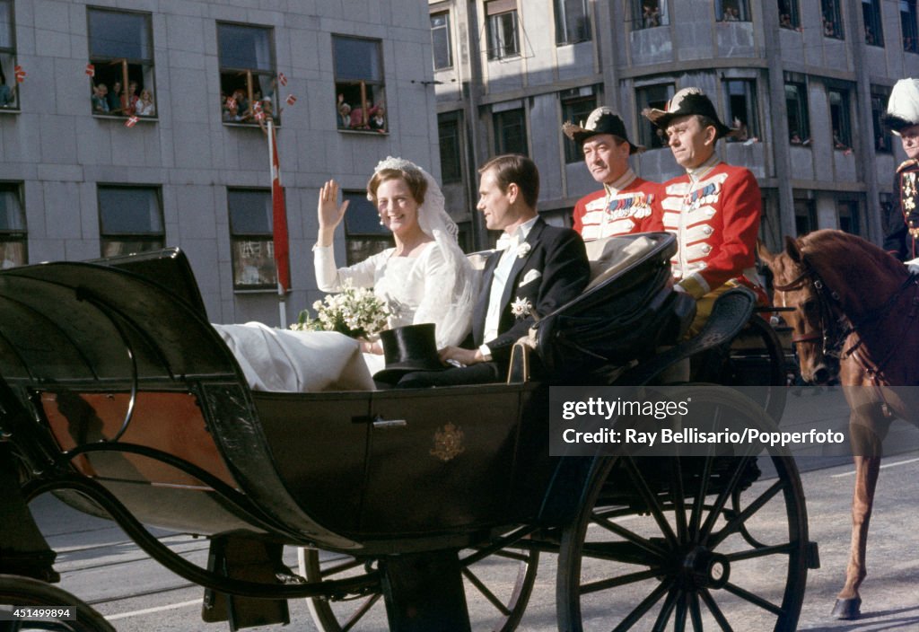 Princess Margarethe And Prince Henrik Of Denmark On Their Wedding Day