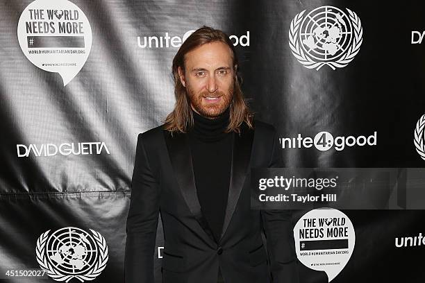 David Guetta attends the David Guetta "One Voice" Music Video Premiere at United Nations on November 22, 2013 in New York City.