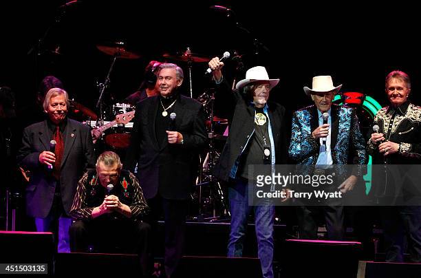 John Conlee, Stonewall Jackson, Jim Ed Brown, Bobby Bare, Jimmy C. Newman, and Bill Anderson perform during Playin' Possum! The Final No Show Tribute...
