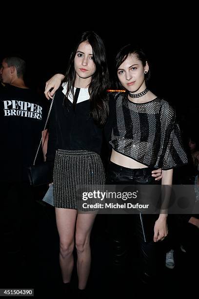 Lida Fox and Rachael Robinson attend the Saint Laurent show as part of the Paris Fashion Week Menswear Spring/Summer 2015 on June 29, 2014 in Paris,...