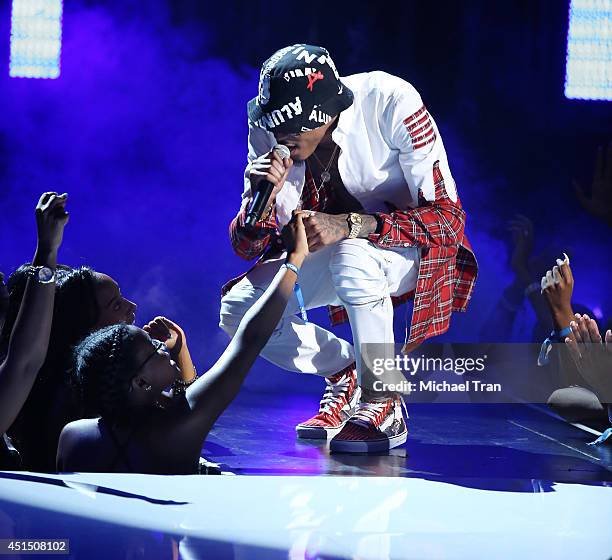 August Alsina performs onstage during the "BET AWARDS" 14 held at Nokia Theater L.A. LIVE on June 29, 2014 in Los Angeles, California.