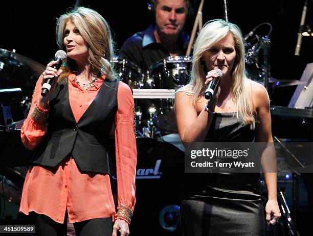 Rhonda Vincent and Lisa Matassa perform during Playin' Possum! The Final No Show Tribute To George Jones - Show at Bridgestone Arena on November 22,...