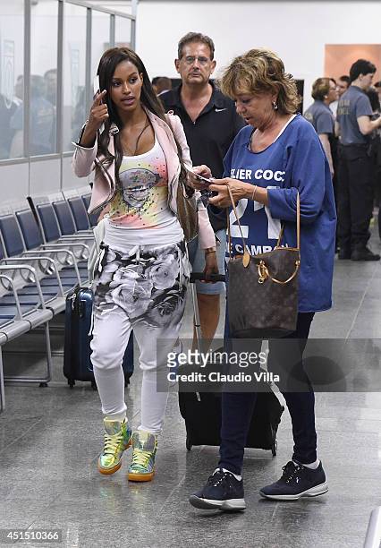 Fanny Neguesha leaves Brazil on June 25, 2014 in Rio de Janeiro, Brazil.