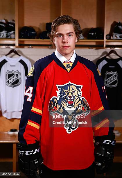 Juho Lammikko, 65th overall pick of the Florida Panthers, poses for a portrait during the 2014 NHL Entry Draft at Wells Fargo Center on June 28, 2014...