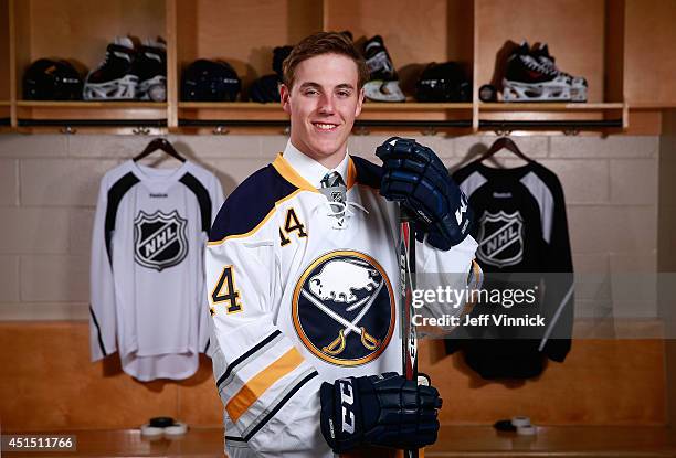 Brycen Martin, 74th overall pick of the Buffalo Sabres, poses for a portrait during the 2014 NHL Entry Draft at Wells Fargo Center on June 28, 2014...