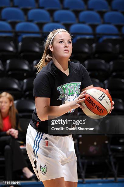 Tricia Liston of the Minnesota Lynx warms up before a game against the Australian Opals on May 5, 2014 at Target Center in Minneapolis, Minnesota....