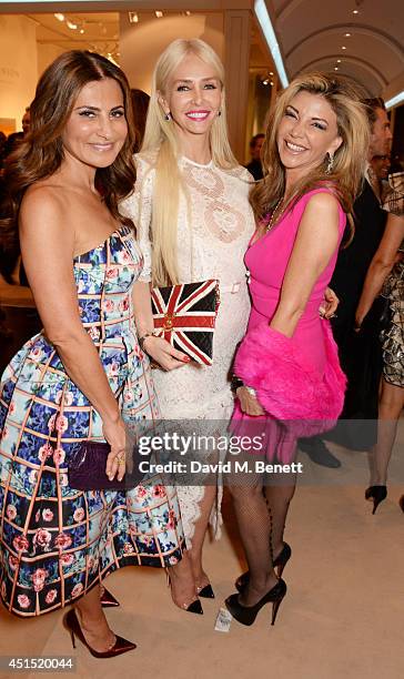 Ella Krasner, Amanda Cronin and Lisa Tchenguiz arrive at The Masterpiece Marie Curie Party supported by Jaeger-LeCoultre and hosted by Heather...