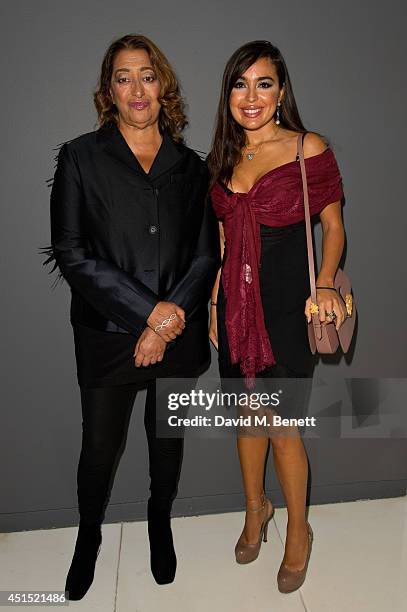 Zaha Hadid and Leyla Aliyeva attend the Design Museum's 'Designs Of The Year Awards 2014' at the St Martins Lane Hotel on June 30, 2014 in London,...