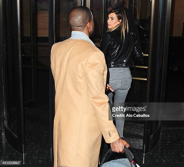 Kim Kardashian, North West and Kayne West are seen in Midtown on November 22, 2013 in New York City.