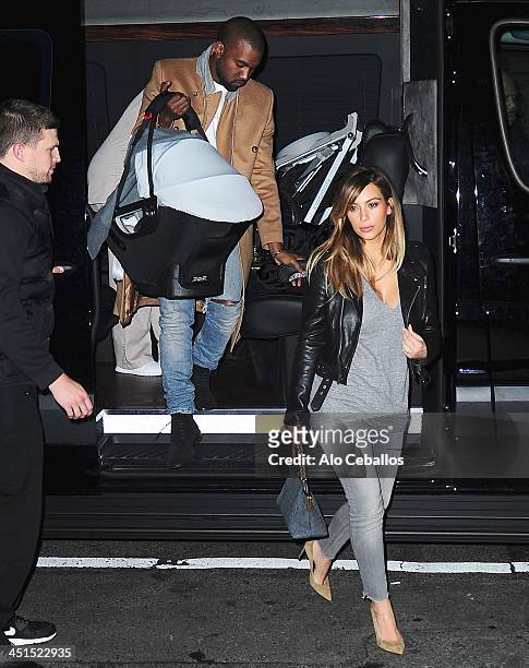 Kim Kardashian, North West and Kayne West are seen in Midtown on November 22, 2013 in New York City.