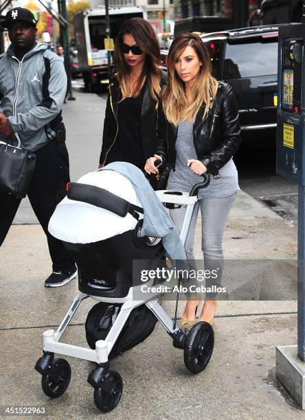 Kim Kardashian, North West and LaLa Anthony are seen in Soho on November 22, 2013 in New York City.