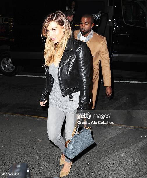 Kim Kardashian, North West and Kayne West are seen in Midtown on November 22, 2013 in New York City.