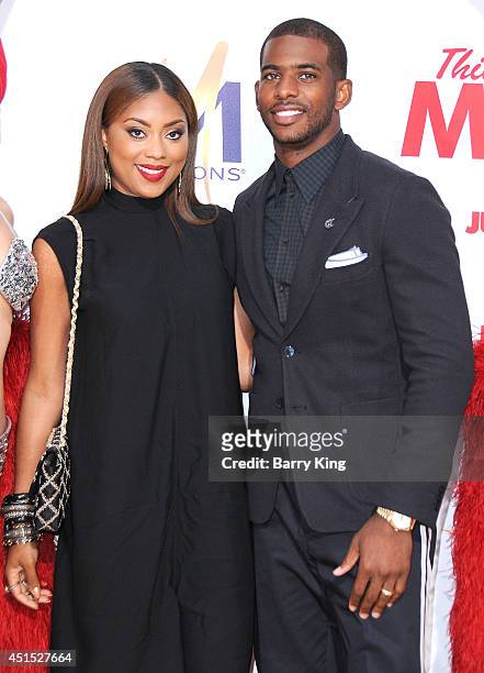 Player Chris Paul and wife Jada Crawley attend the premiere of 'Think Like A Man Too' on June 9, 2014 at TCL Chinese Theatre in Hollywood, California.