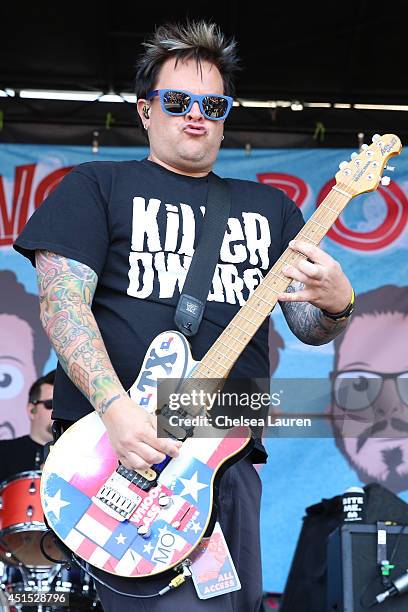 Vocalist / guitarist Jaret Reddick of Bowling For Soup performs during the Vans Warped Tour on June 22, 2014 in Ventura, California.