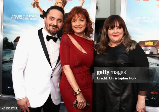 Filmmaker Ben Falcone, actress Susan Sarandon and filmmaker Melissa McCarthy attend the "Tammy" Los Angeles premiere at TCL Chinese Theatre on June...