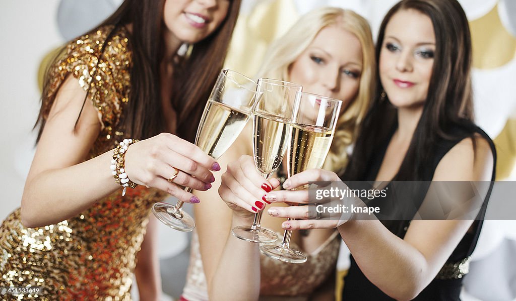 Three women ready for party
