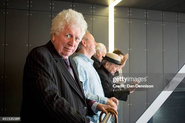 Actor Tom Baker waits with four other previous Doctors from the classic series at the 'Doctor Who 50th Celebration' event in the ExCeL centre on...