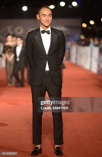 Taiwanese actor Ethan Ruan arrives ahead of the Golden Horse Film Awards in Taipei, on November 23, 2013. Stars from China, Hong Kong, Singapore and...