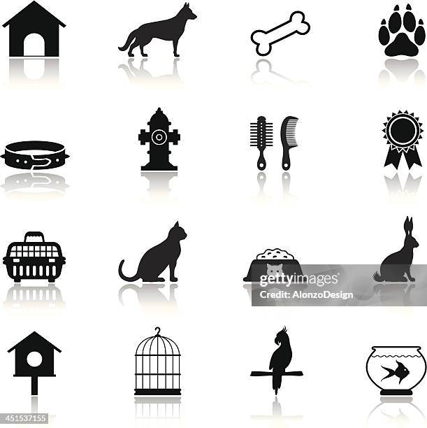 stockillustraties, clipart, cartoons en iconen met pet icon set - fishbowl