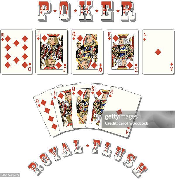 stockillustraties, clipart, cartoons en iconen met poker royal flush diamonds - royal flush