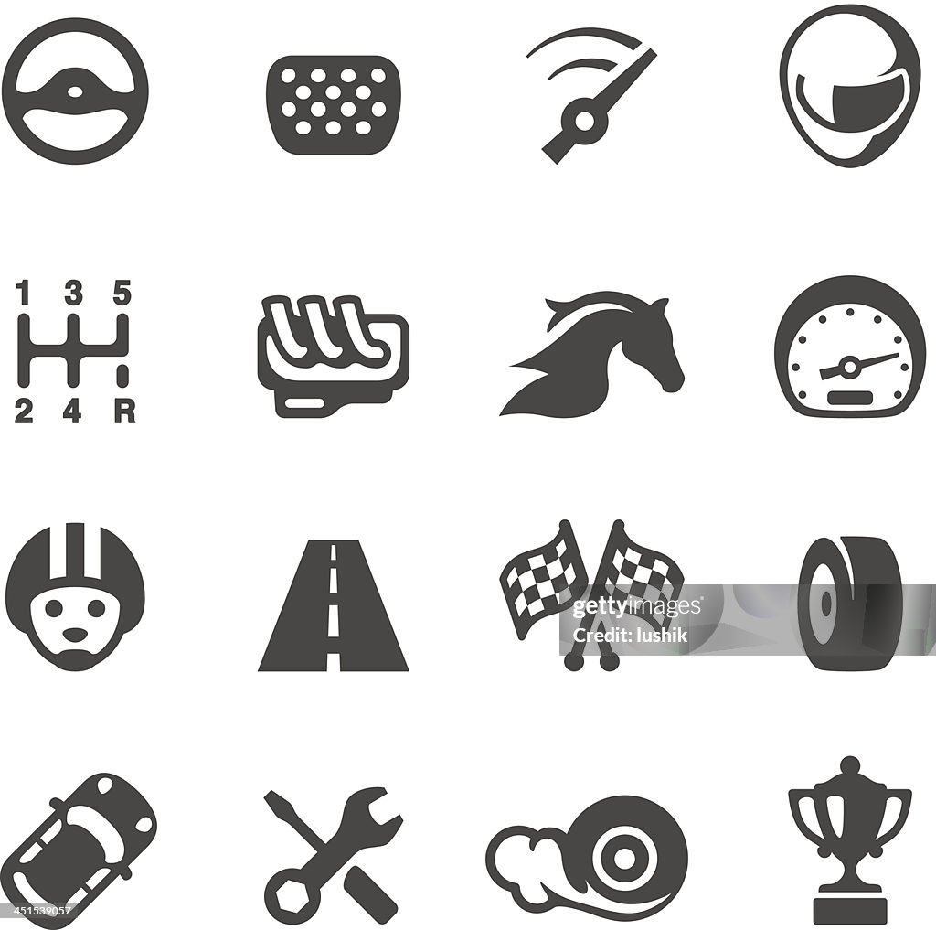 Vector set of auto racing icons