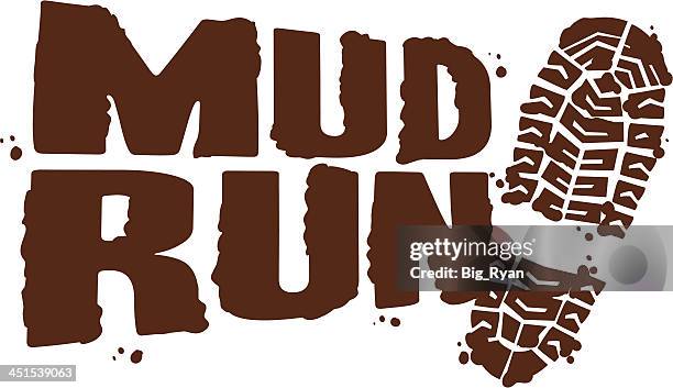 mud run footprint - mud runner stock illustrations