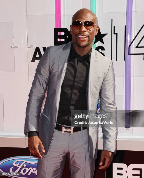 Floyd Mayweather Jr. Attends the 2014 BET Awards at Nokia Plaza L.A. LIVE on June 29, 2014 in Los Angeles, California.