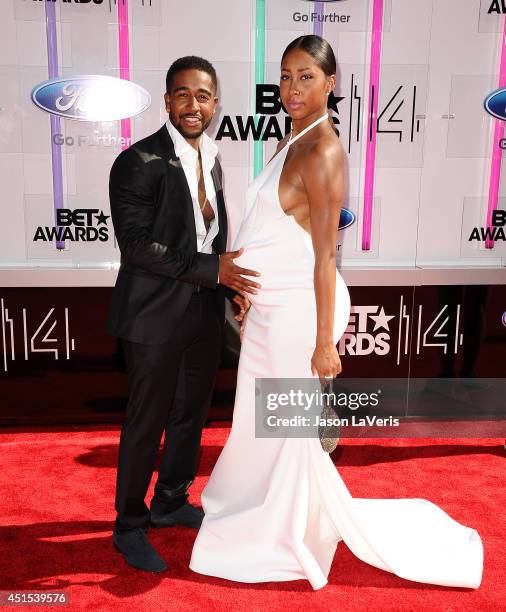 Omarion and Apryl Jones attend the 2014 BET Awards at Nokia Plaza L.A. LIVE on June 29, 2014 in Los Angeles, California.