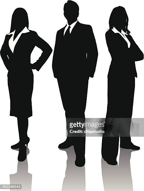 business trio - in silhouette stock illustrations