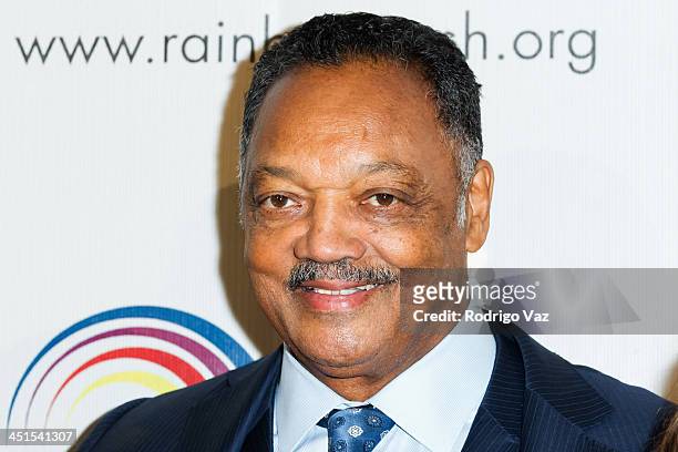 Reverend Jesse Jackson attends as The Creative Coalition hosts his 72nd birthday celebration at The Beverly Hilton Hotel on November 22, 2013 in...