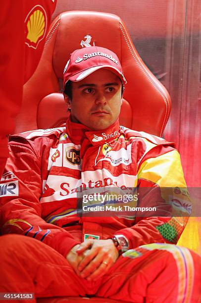 Felipe Massa of Brazil and Ferrari prepares to drive during the final practice session prior to qualifying for the Brazilian Formula One Grand Prix...