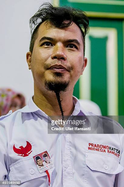 Musician Ahmad Dhani attends during Presidential candidate Prabowo Subianto meets with Sultan of Yogyakarta Hamengkubuwono X on at Kraton palace July...