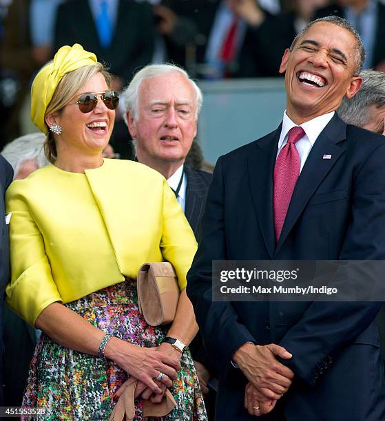 Queen Maxima of The Netherlands and U.S. President Barack Obama attend the International Ceremony at Sword Beach to commemorate the 70th anniversary...