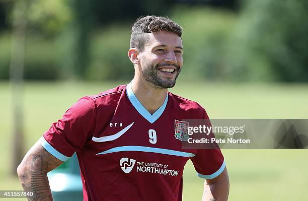 Marc Richards of Northampton Town takes part in a training session at Moulton College on July 1, 2014 in Northampton, United Kingdom.