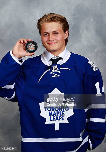 William Nylander, eighth overall pick of the Toronto Maple Leafs, poses for a portrait during the 2014 NHL Entry Draft at Wells Fargo Center on June...