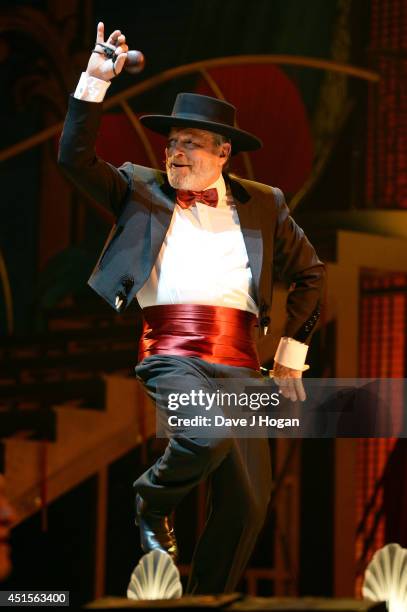 Terry Gilliam performs on the opening night of "Monty Python Live " on July 1, 2014 in London, England.