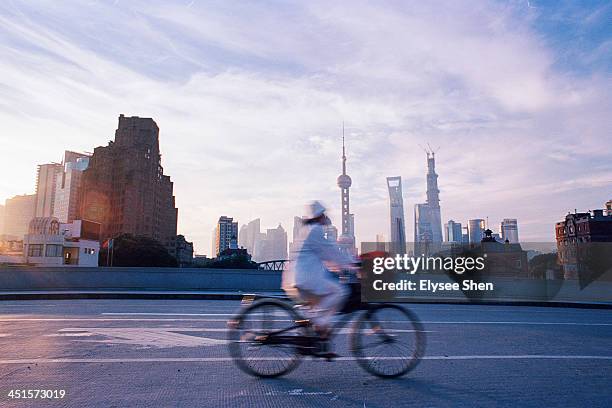 morning shanghai - china street stock pictures, royalty-free photos & images