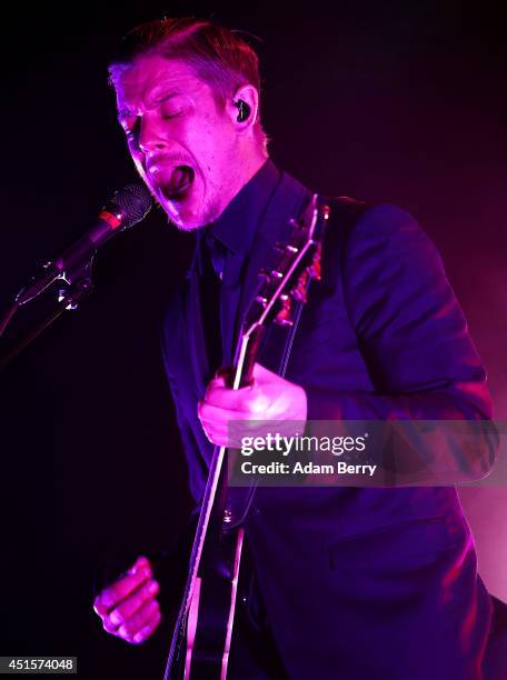 Singer Paul Banks of the band Interpol performs during a concert at Postbahnhof on July 1, 2014 in Berlin, Germany.