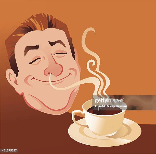 ilustraciones, imágenes clip art, dibujos animados e iconos de stock de aromas delicioso café - oler comida