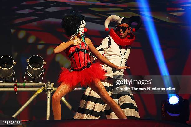 Dancers perform during the premiere show 'Circus' of DJ Bobo at Europapark on November 23, 2013 in Rust, Germany.