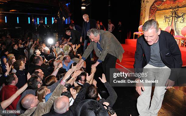 John Cleese, terry Jones and Michael Palin at the opening night of "Monty Python Live " at The O2 Arena on July 1, 2014 in London, England.