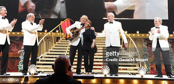 Michael Palin, Terry gilliam, Eric Idle, Arlene Phillips, John Cleese and Terry Jones at the opening night of "Monty Python Live " at The O2 Arena on...