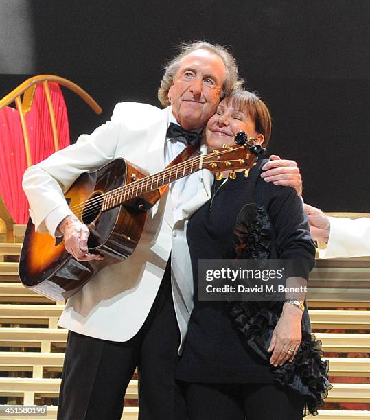 Eric Idle and Arlene Phillips at the opening night of "Monty Python Live " at The O2 Arena on July 1, 2014 in London, England.